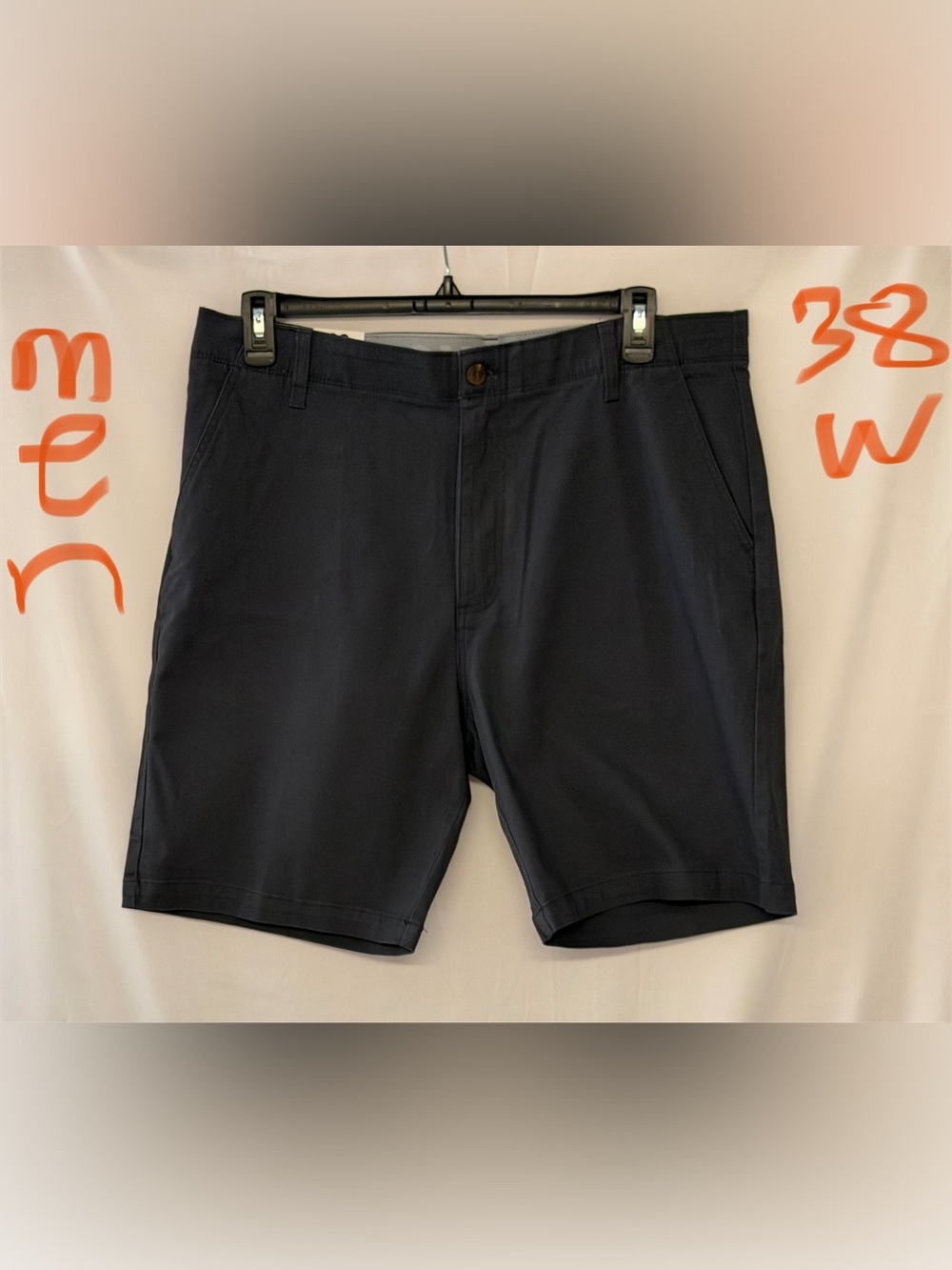Men's Charcoal Flat Front Comfort Chino Shorts